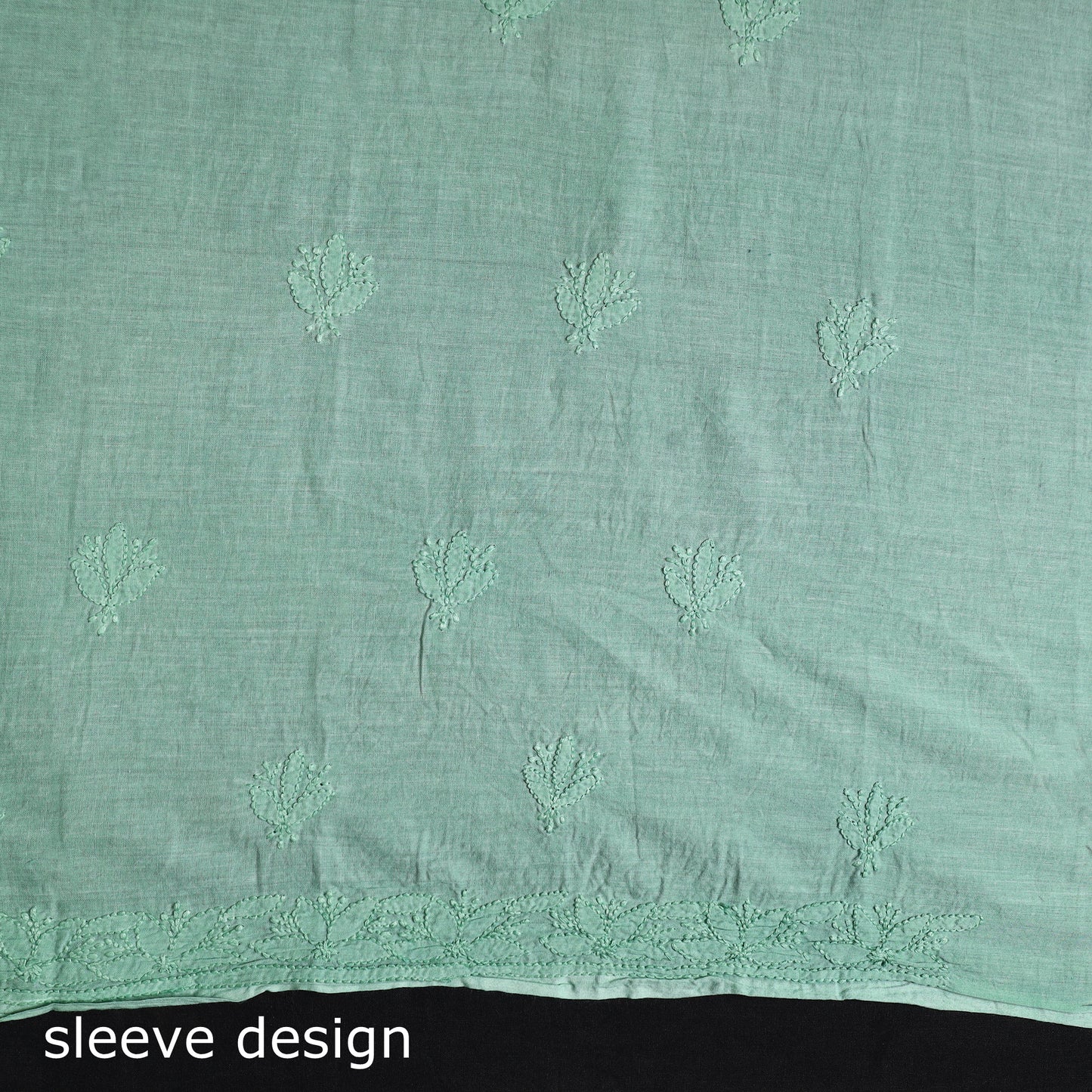 Green - Hand Embroidery Mul Cotton Chikankari Kurta Material (3.1m) 55