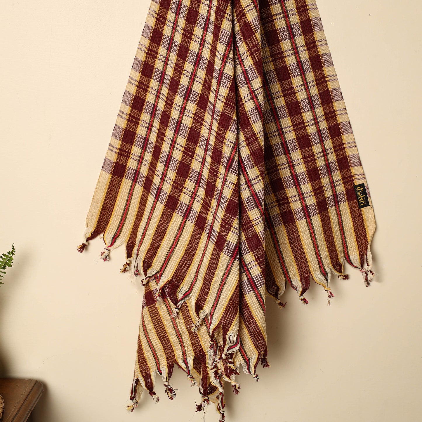 Brown - Handloom Fine Cotton Checks Bath Towel 154