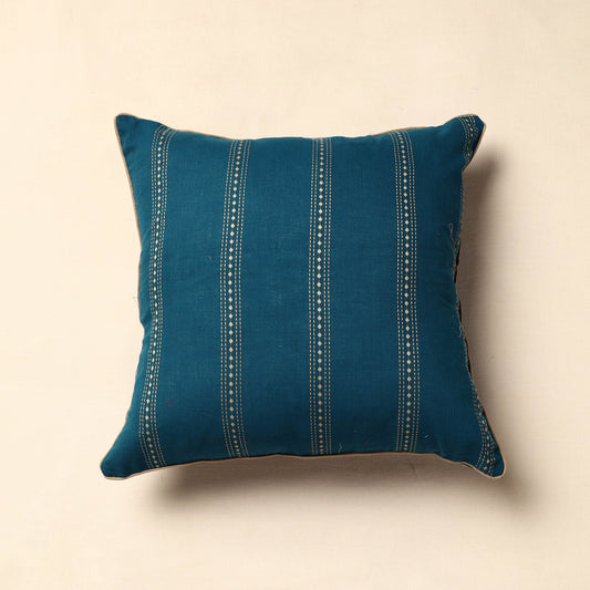 Blue - Jacquard Cotton Cushion Cover (16 x 16 in)