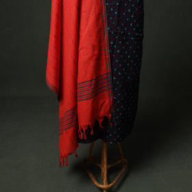 Bandhani Cotton Unstitched Dress Material: Kurta & Dupatta with Jewellery 15
