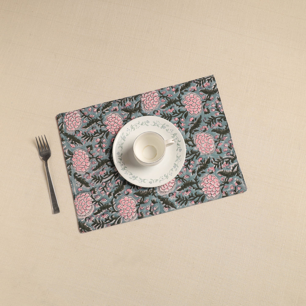 Floral Print Cotton Reversible Table Mat 21