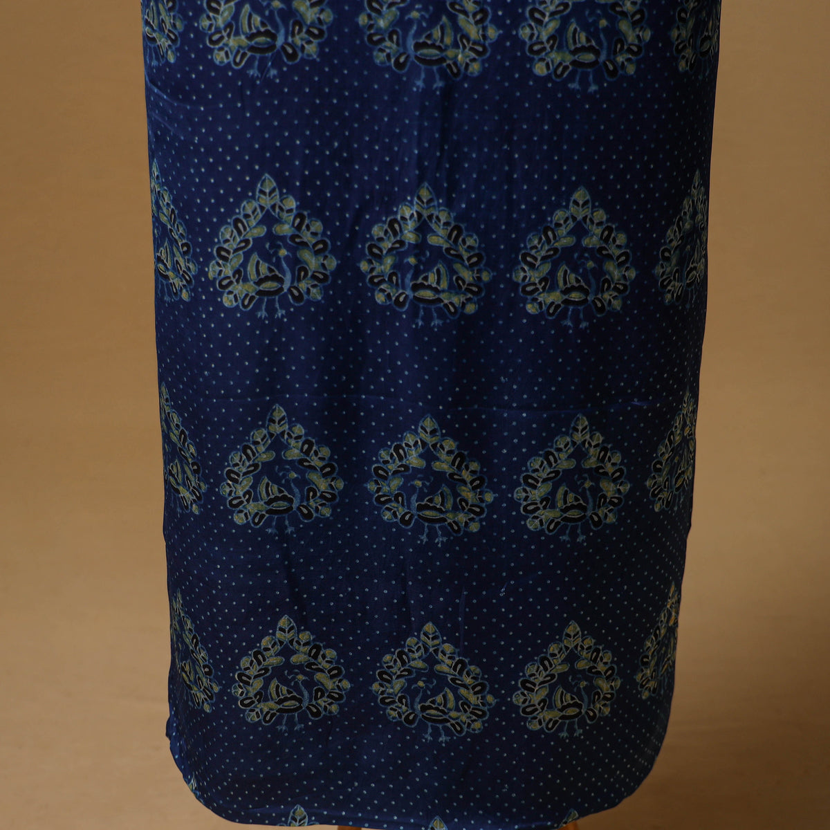 Ajrakh Hand Block Print Natural Dyed Modal Silk Unstitched Kurta Material (2.5M) 06