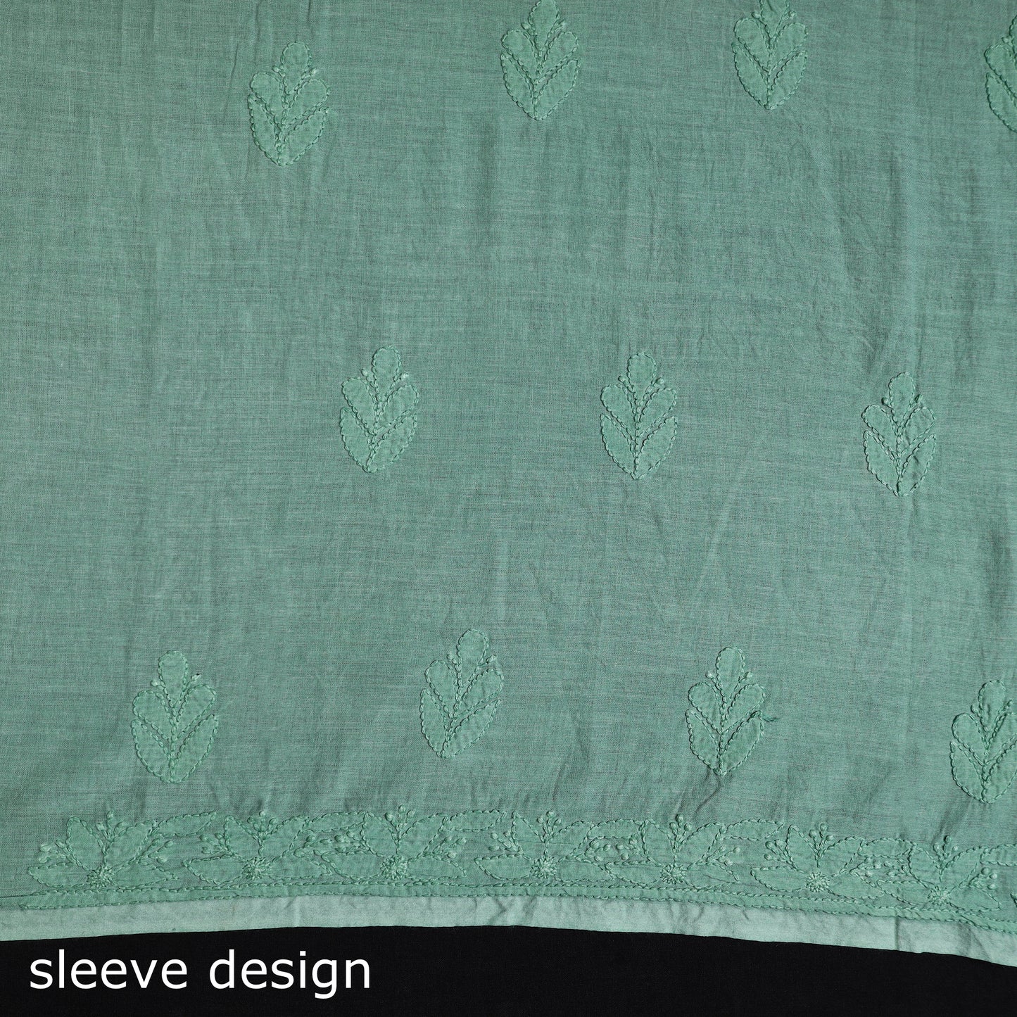 Green - Hand Embroidery Mul Cotton Chikankari Kurta Material (3.1m) 56