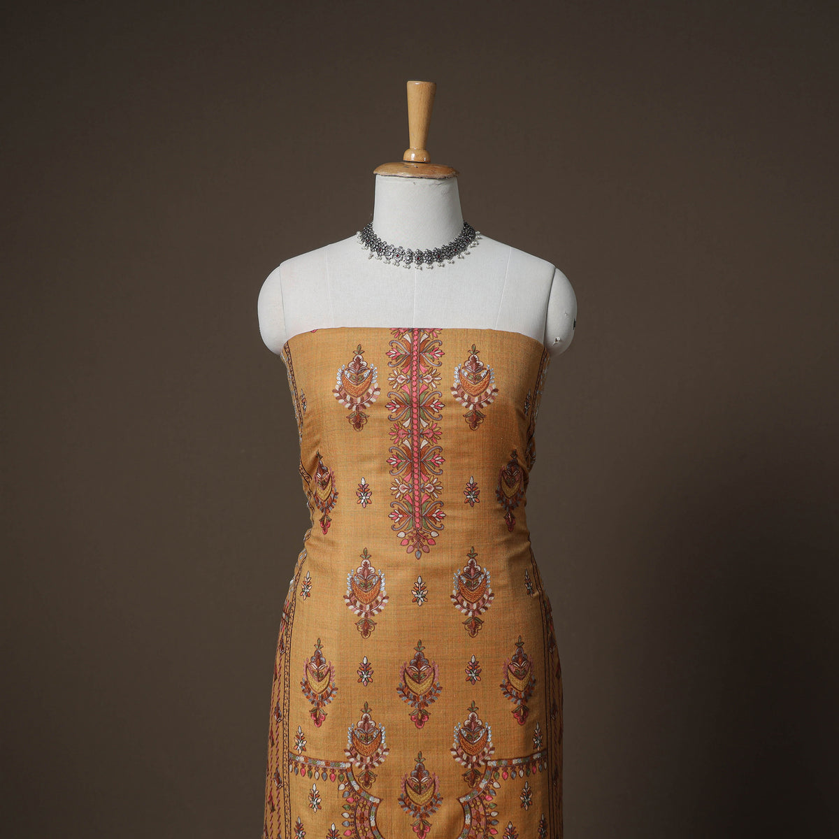 Woolen Heavy Chain Stitch Embroidered Unstitched Dress Material: Kurta, Bottom & Dupatta 40