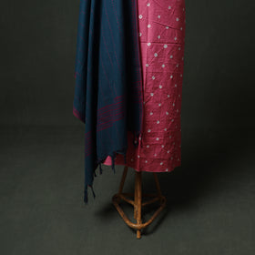 Bandhani Cotton Unstitched Dress Material: Kurta & Dupatta with Jewellery 16