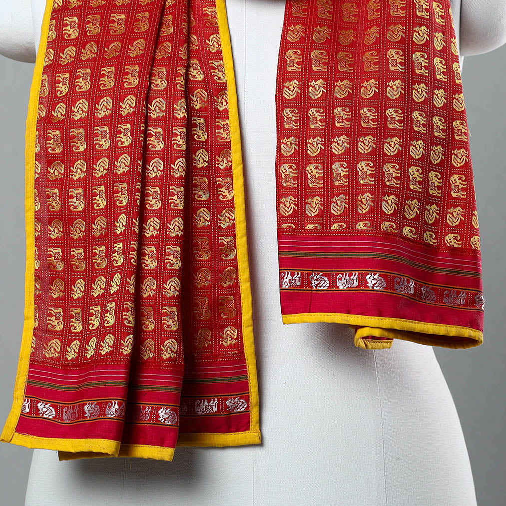 Red - Cotton Khun Weave Stole 29