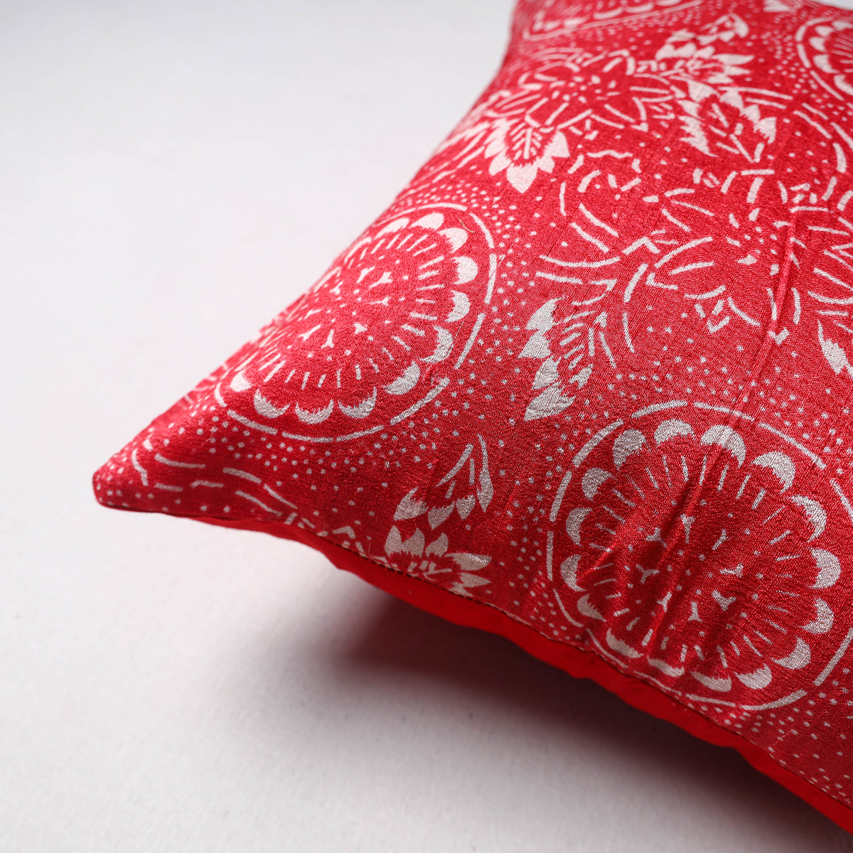 Batik Print Chanderi Silk Cushion Cover (16 x 16 in) 16