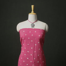 Bandhani Cotton Unstitched Dress Material: Kurta & Dupatta with Jewellery 16