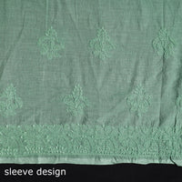 Green - Hand Embroidery Mul Cotton Chikankari Kurta Material (3m) 57