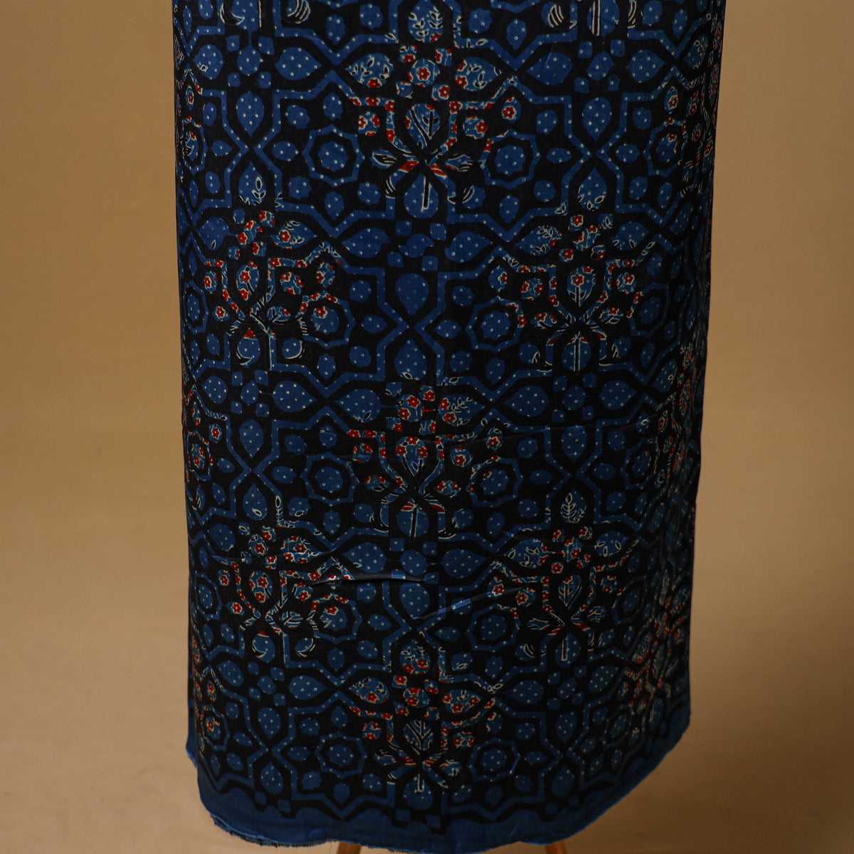 Ajrakh Hand Block Print Natural Dyed Modal Silk Unstitched Kurta Material (2.5M) 07