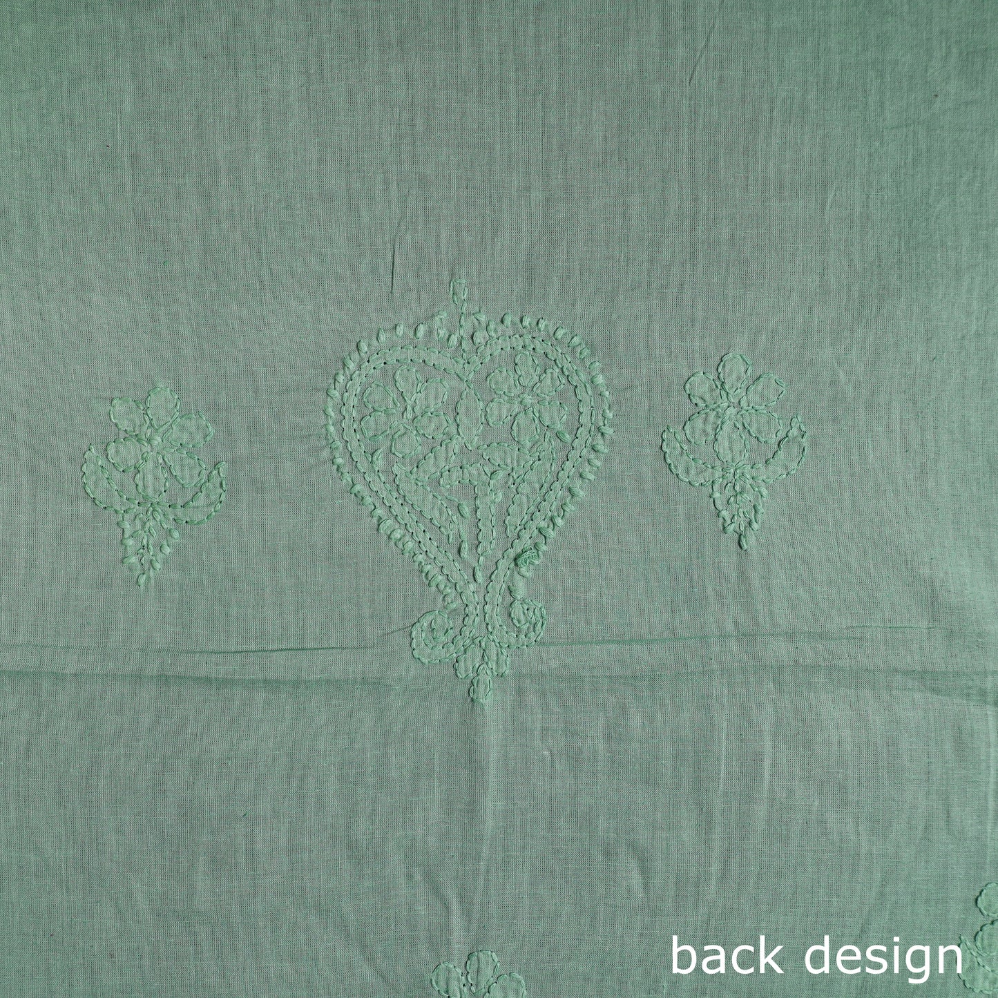 Green - Hand Embroidery Mul Cotton Chikankari Kurta Material (3m) 57