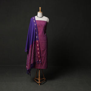 Pochampally Ikat Weave 3pc Cotton Unstitched Dress Material Suit Set 14
