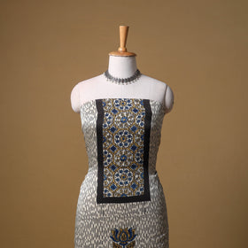 Ajrakh Hand Block Print Natural Dyed Modal Silk Unstitched Kurta Material (2.5M) 08
