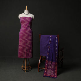 Pochampally Ikat Weave 3pc Cotton Unstitched Dress Material Suit Set 14