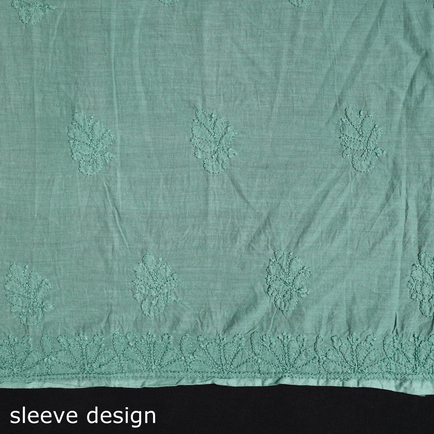 Green - Hand Embroidery Mul Cotton Chikankari Kurta Material (3m) 58