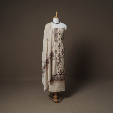Woolen Heavy Chain Stitch Embroidered Unstitched Dress Material: Kurta, Bottom & Dupatta 41