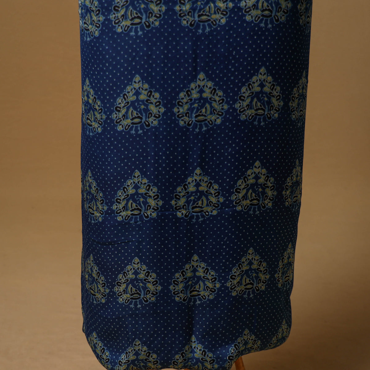 Ajrakh Hand Block Print Natural Dyed Modal Silk Unstitched Kurta Material (2.5M) 09