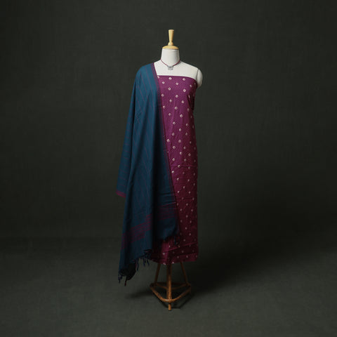 Bandhani Cotton Unstitched Dress Material: Kurta & Dupatta with Jewellery 18
