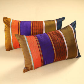  Set of 2 - Khun Patchwork Cotton Pillow Covers (25 x 15 in) 08 