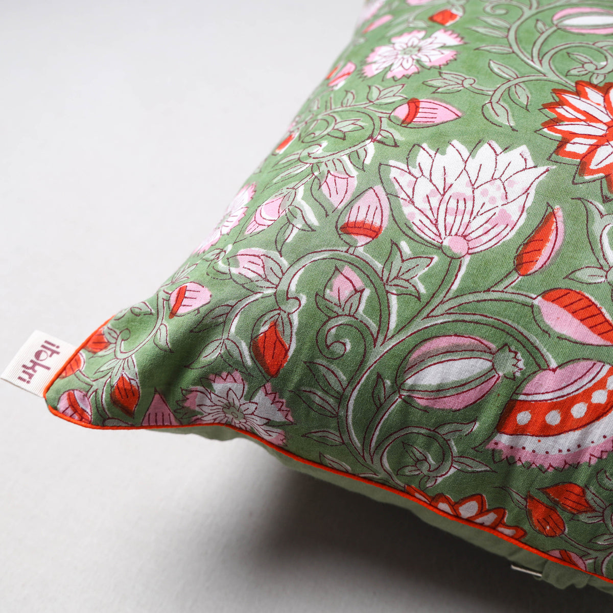 Sanganeri Floral Print Cushion Cover (16 x 16 in) 18