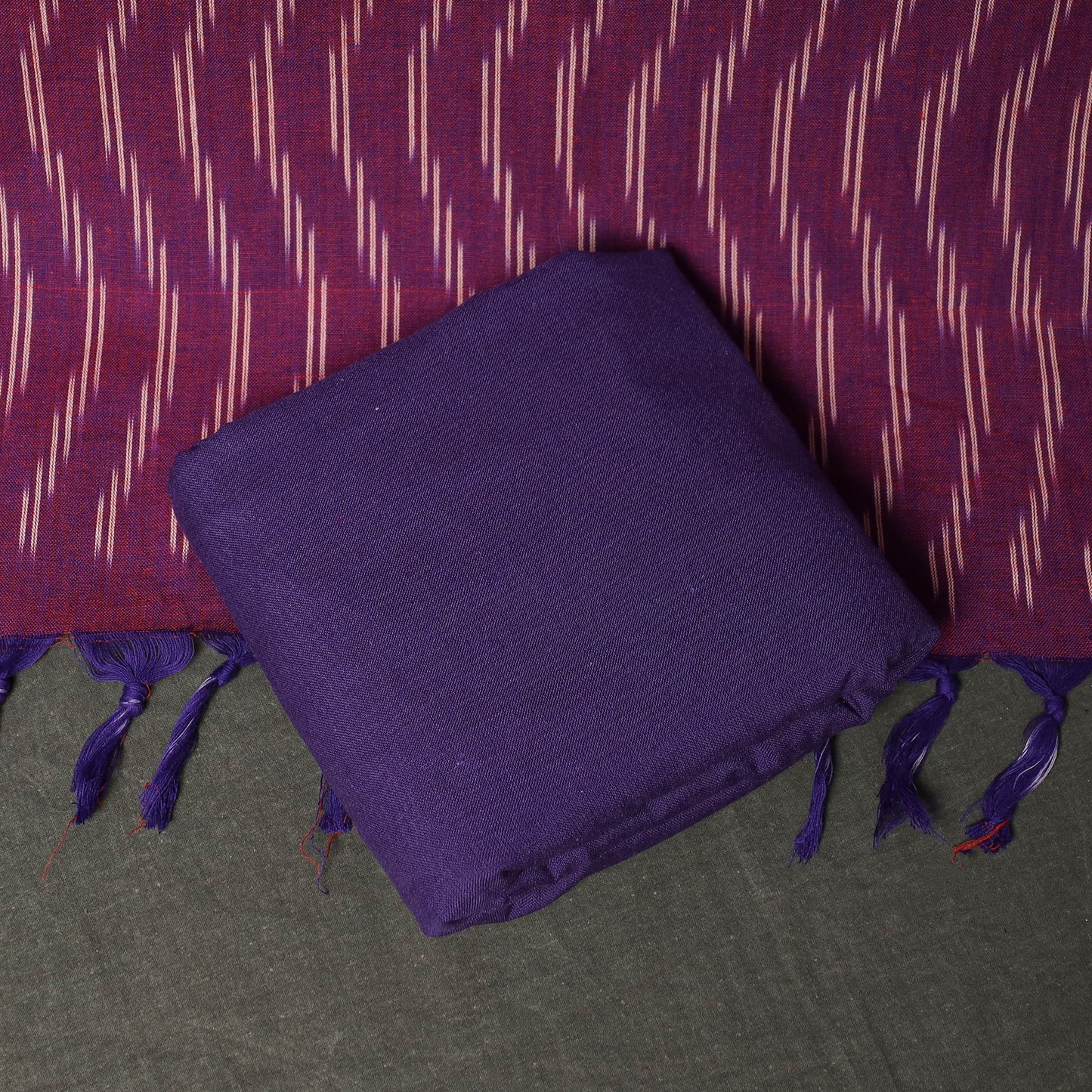 Pochampally Ikat Weave 3pc Cotton Unstitched Dress Material Suit Set 14