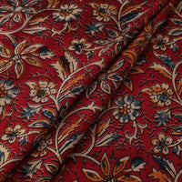 Red - Natural Dyed Block Print Cotton Kalamkari Fabric 04