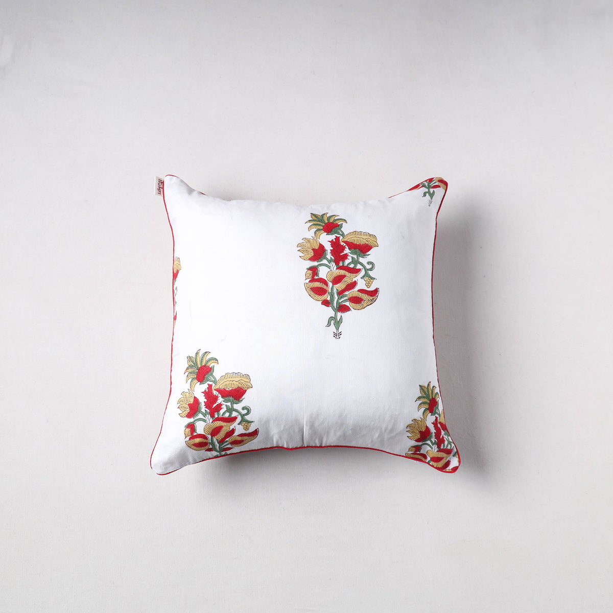Sanganeri Floral Print Cushion Cover (16 x 16 in) 19