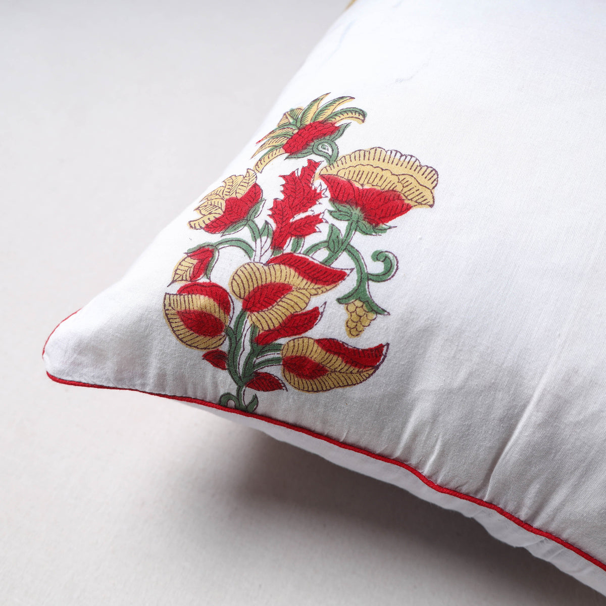 Sanganeri Floral Print Cushion Cover (16 x 16 in) 19