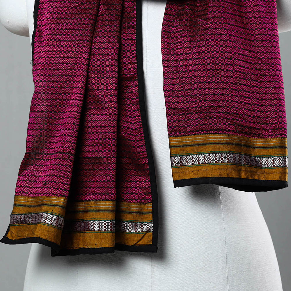 Pink - Cotton Khun Weave Stole 15