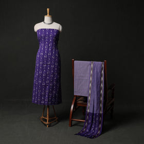 Pochampally Ikat Weave 3pc Cotton Unstitched Dress Material Suit Set 16