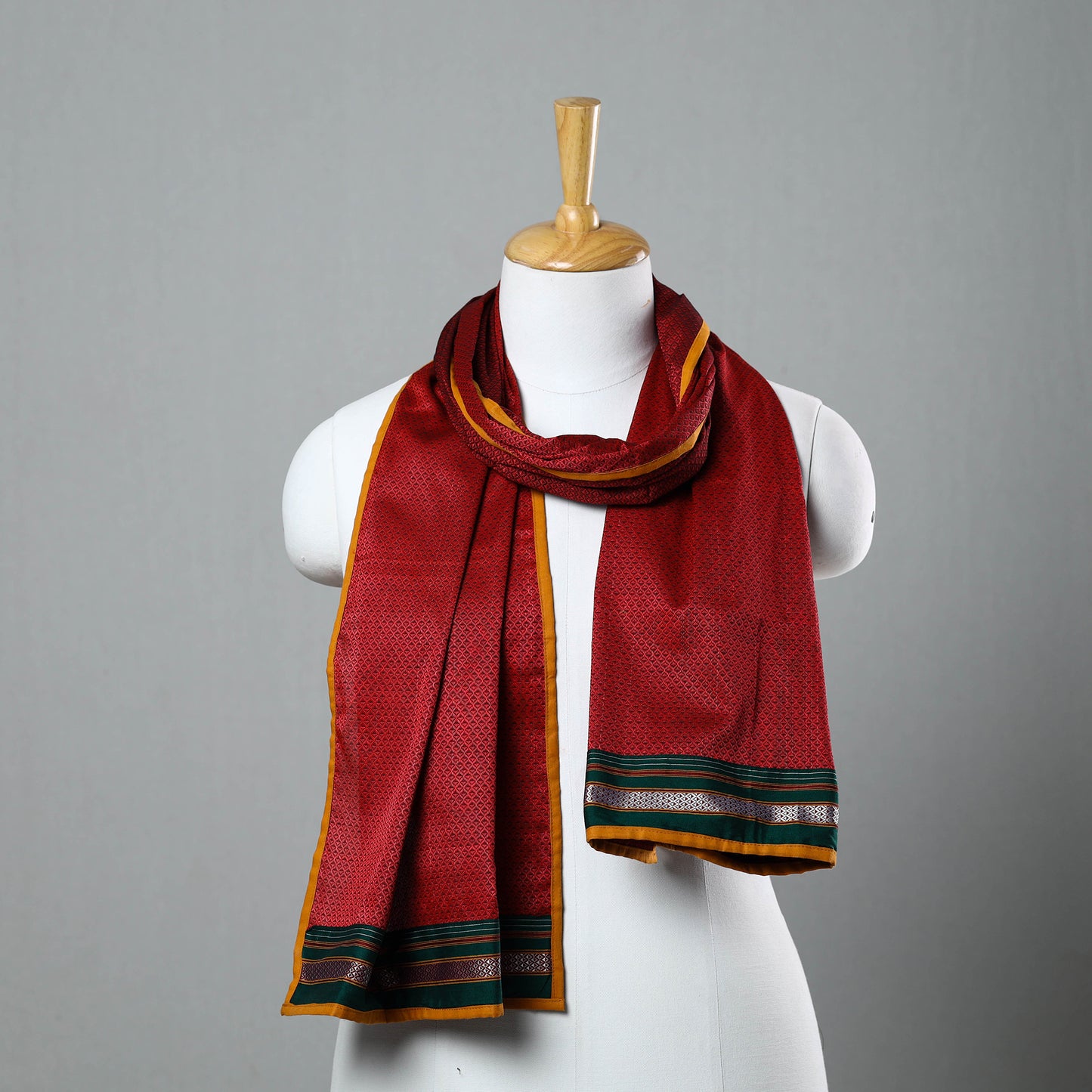 Red - Cotton Khun Weave Stole 12