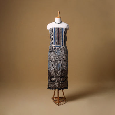 Ajrakh Hand Block Print Natural Dyed Dola Silk Unstitched Kurta Material (3M) 13