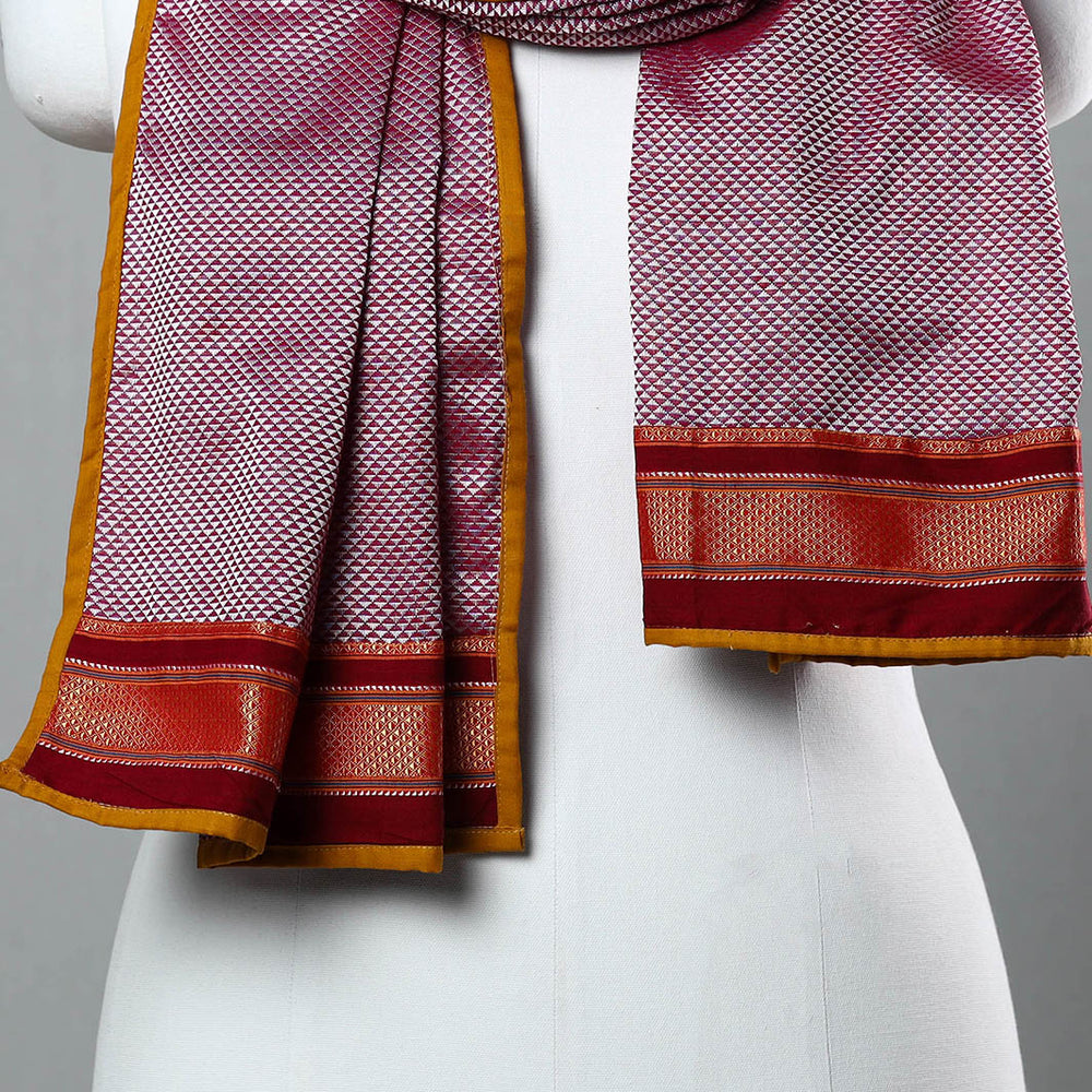 Pink - Cotton Khun Weave Stole 11