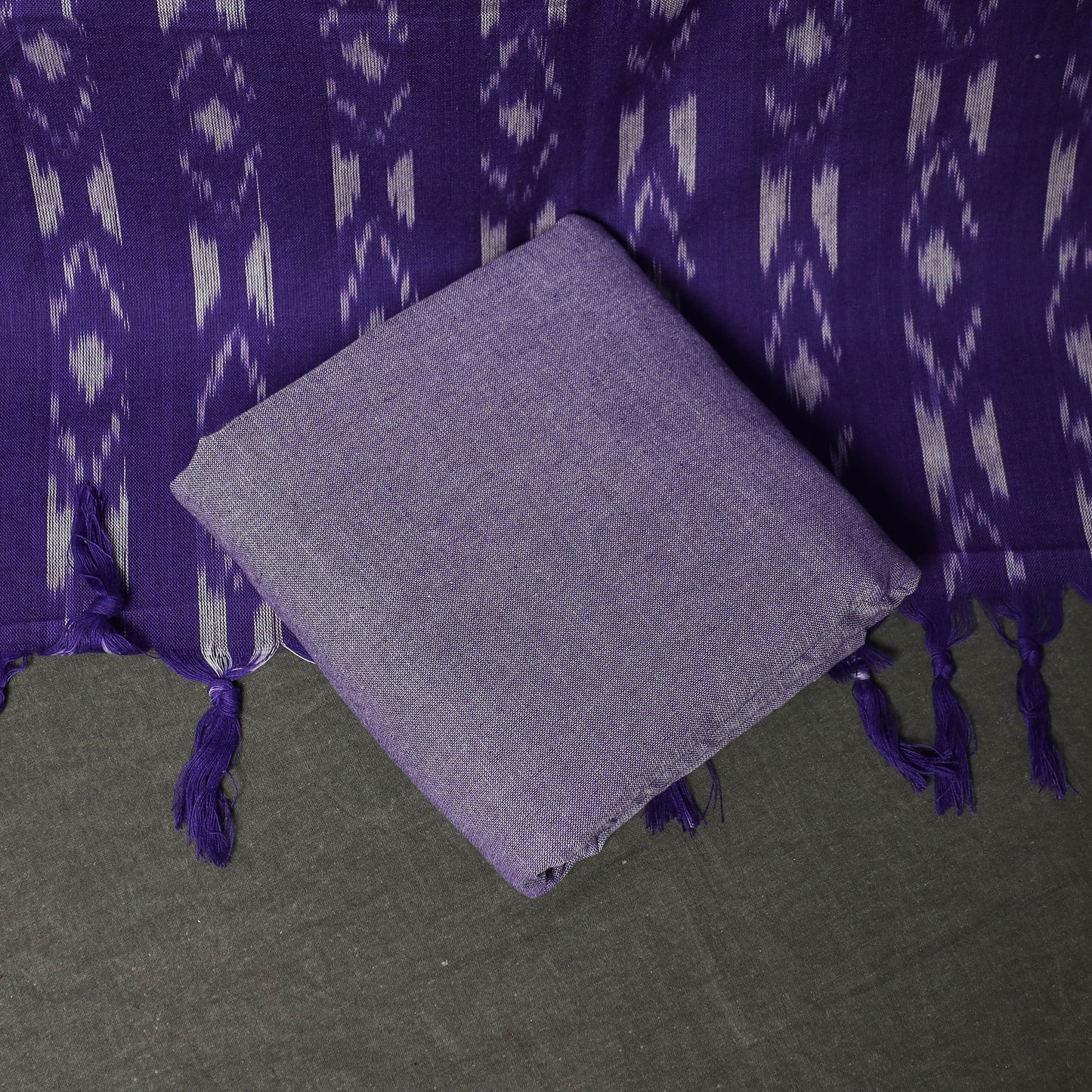 Pochampally Ikat Weave 3pc Cotton Unstitched Dress Material Suit Set 16
