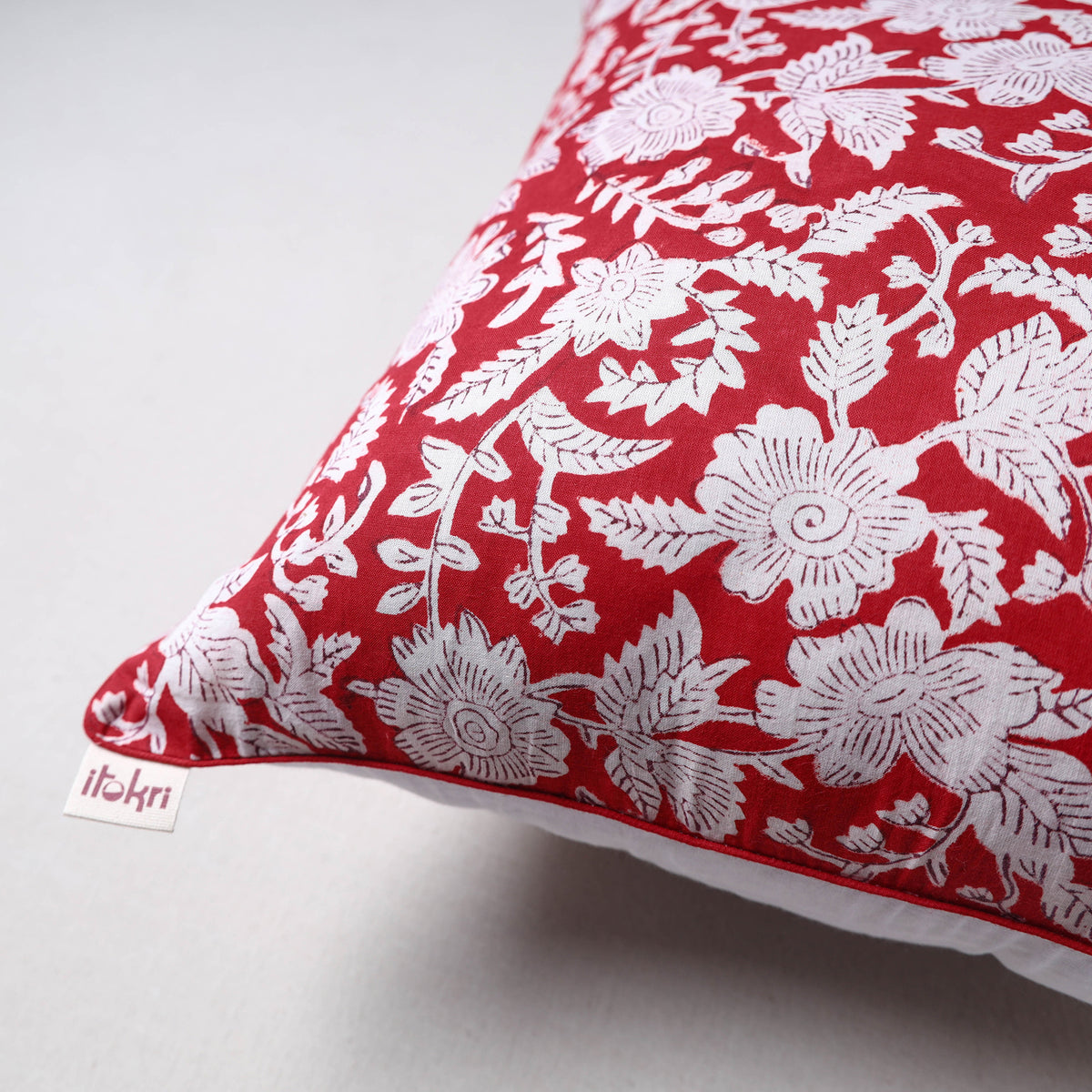 Sanganeri Floral Print Cushion Cover (16 x 16 in) 22