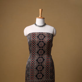 Ajrakh Hand Block Print Natural Dyed Modal Silk Unstitched Kurta Material (3M) 14