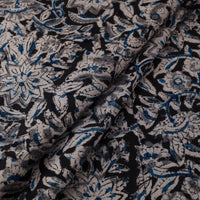 Black - Natural Dyed Block Print Cotton Kalamkari Fabric 11