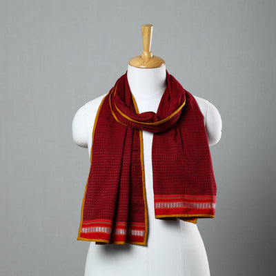 Red - Cotton Khun Weave Stole 08