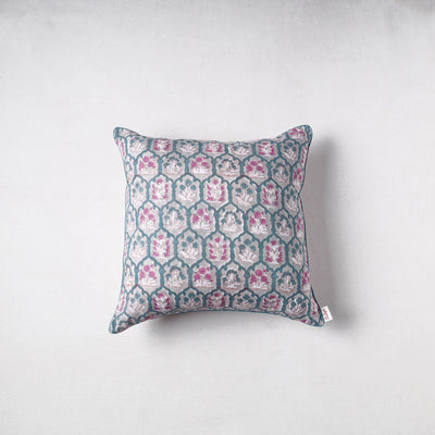 Sanganeri Floral Print Cushion Cover (16 x 16 in) 23