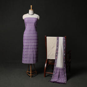 Pochampally Ikat Weave 3pc Cotton Unstitched Dress Material Suit Set 17