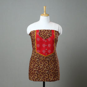 Brown - kalamkari cotton unstitched kurta material