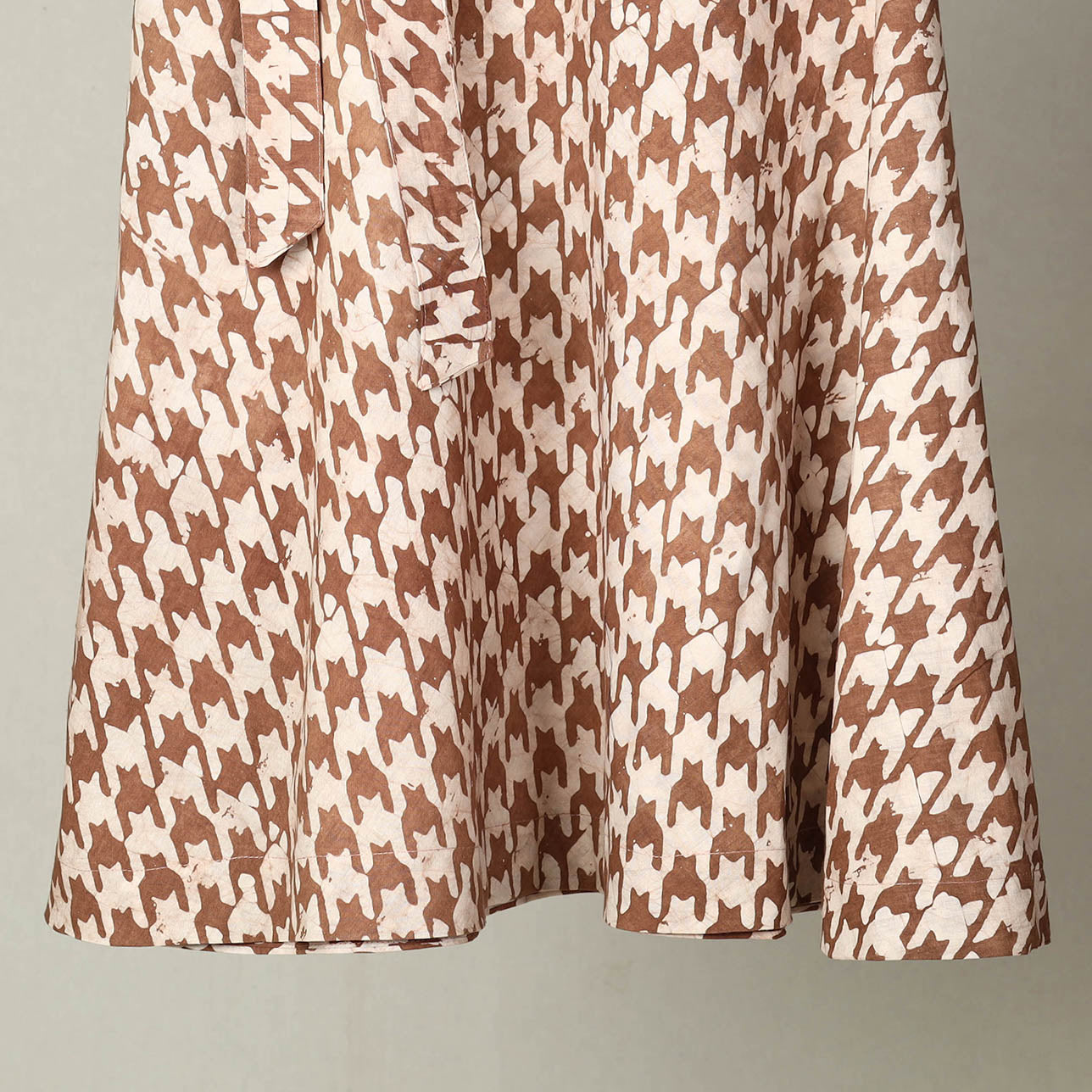 Brown - Hand Batik Print Cotton Wrap Around Skirt 03