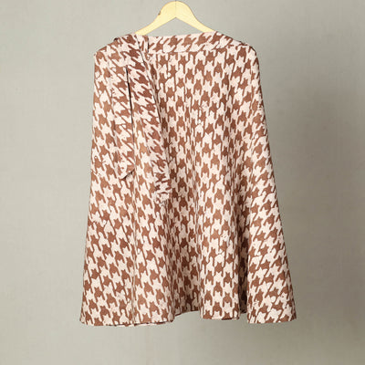 Brown - Hand Batik Print Cotton Wrap Around Skirt 03