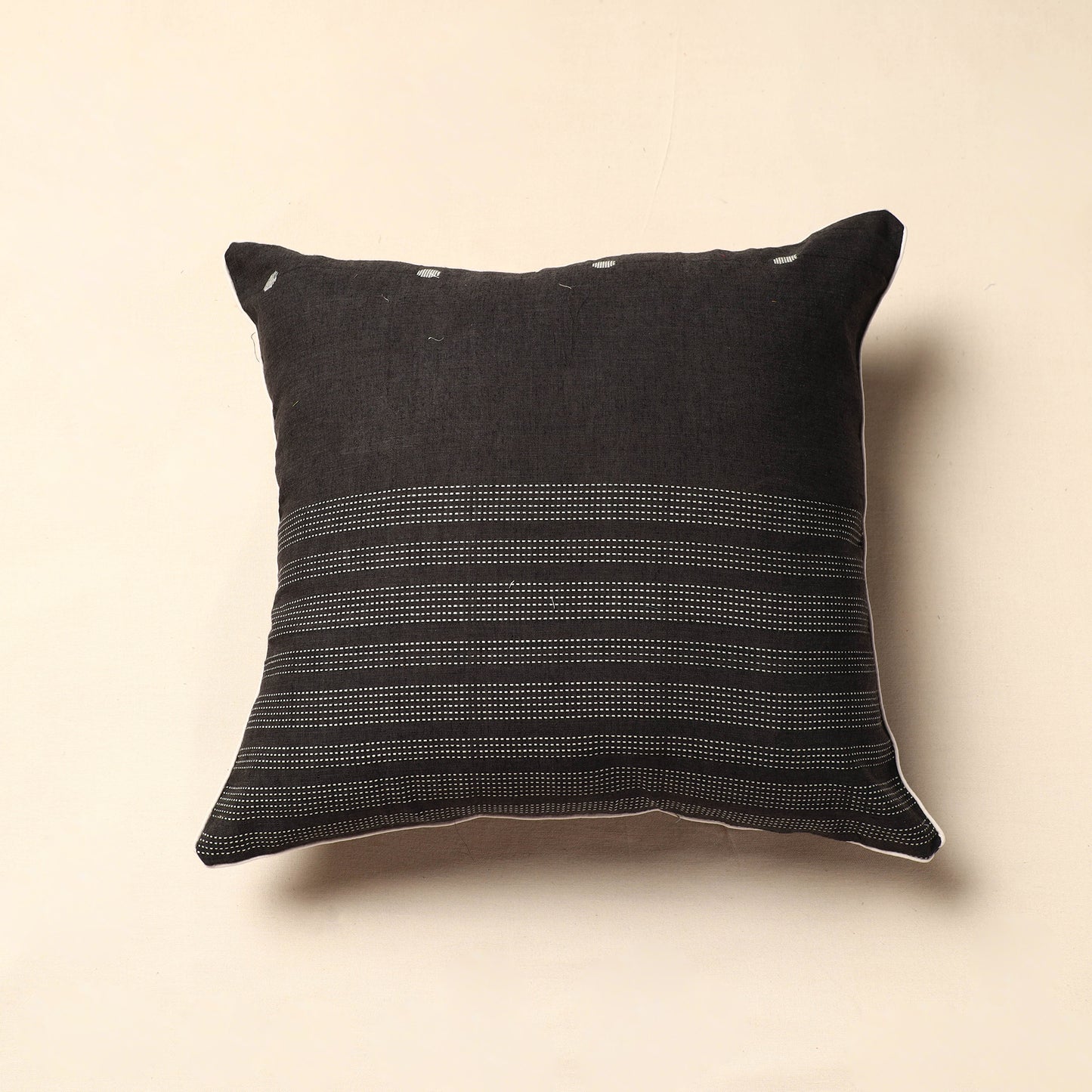 Black - Jacquard Cotton Cushion Cover (16 x 16 in)