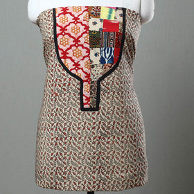 Beige - kalamkari cotton unstitched kurta material