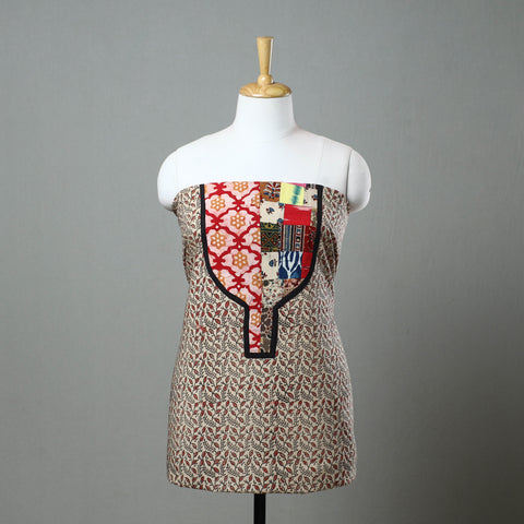 Beige - kalamkari cotton unstitched kurta material