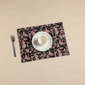  Black Floral Print Cotton Reversible Table Mat 