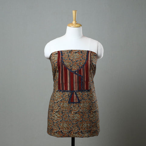 Orange - kalamkari cotton unstitched kurta material