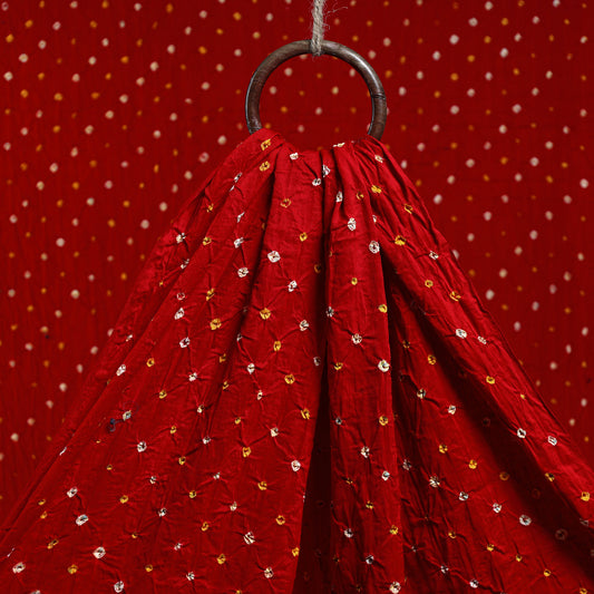 Red - Kutch Bandhani Tie-Dye Cotton Fabric 09