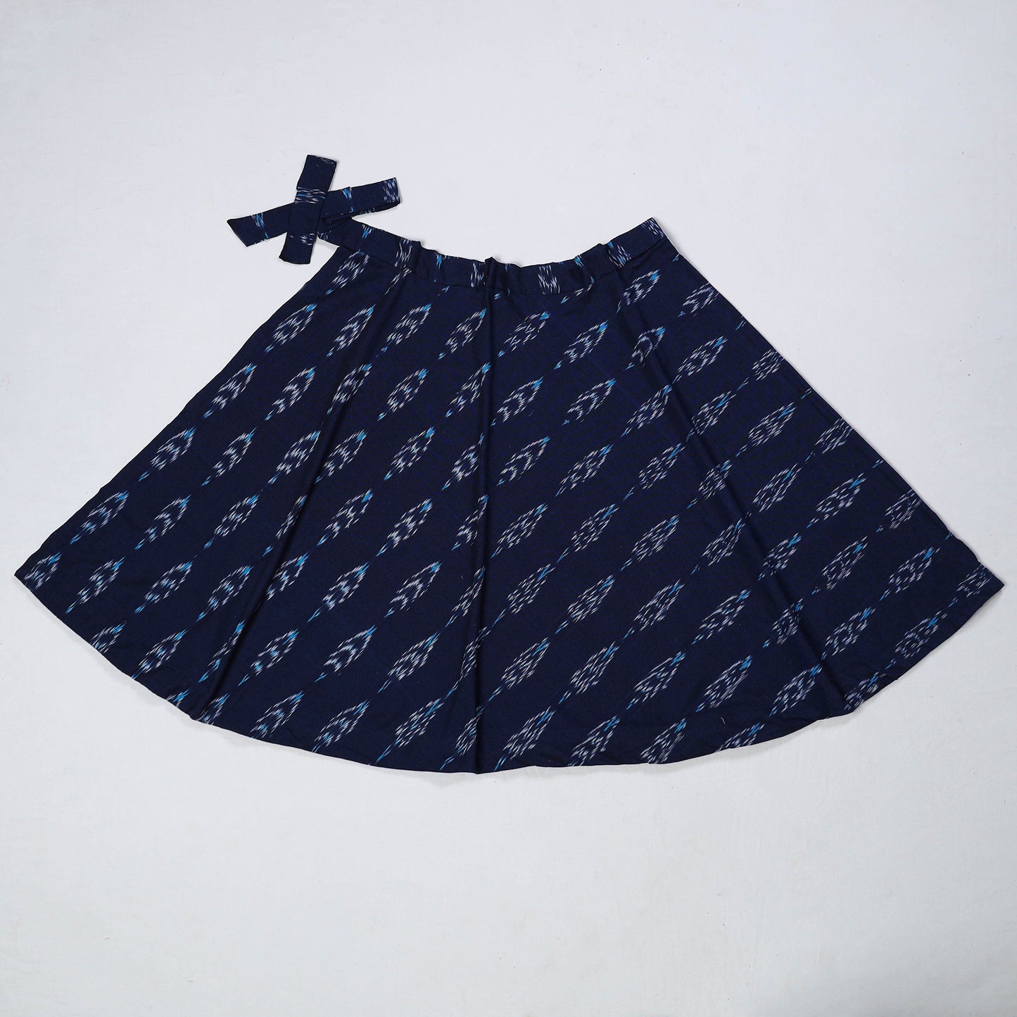 Blue - Pochampally Ikat Cotton Wrap Around Skirt 05